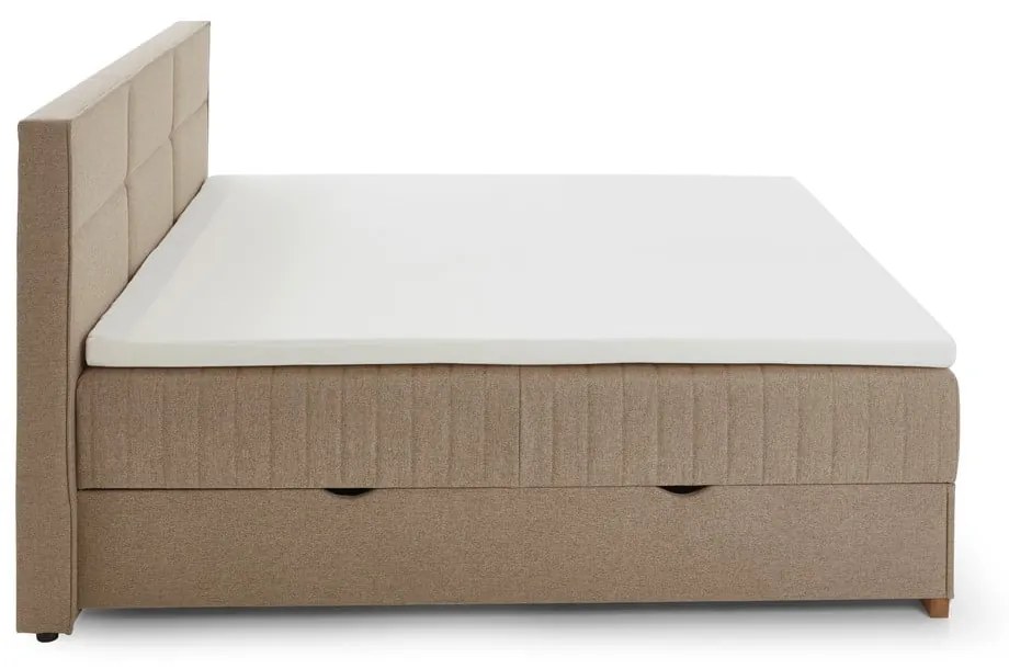 Beżowe łóżko boxspring ze schowkiem 160x200 cm Tambo – Meise Möbel