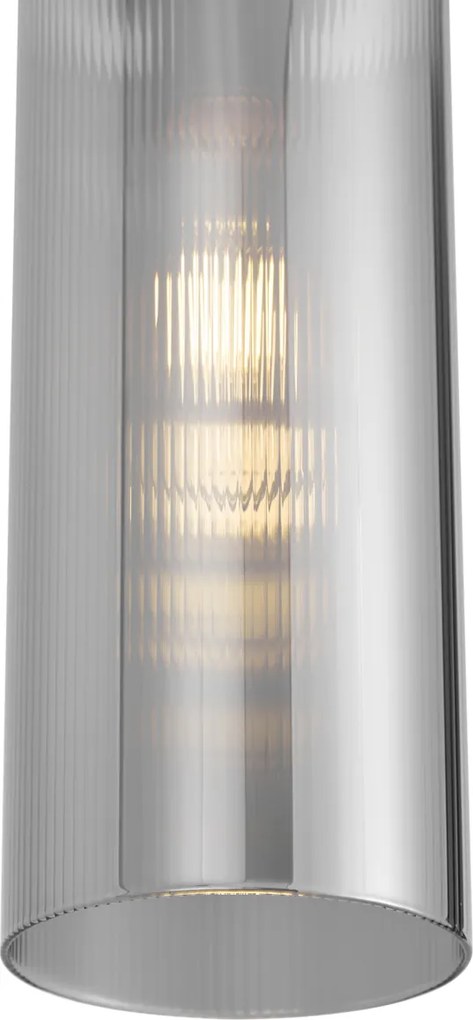 Lampa wisząca Art Deco czarna z przydymionym szkłem do systemu szynowego 1-fazowego - Iconic Laura