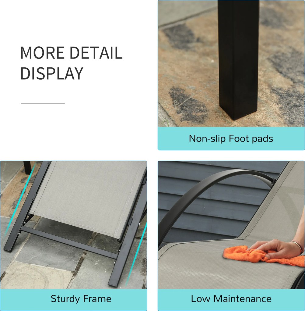 Outsunny Zestaw 3-częściowy leżaków ogrodowych z stolikiem bocznym Metalowa konstrukcja Komfort i styl Szary Czarny | Aosom PL