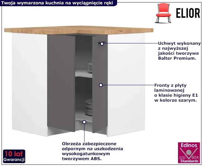 Szara narożna szafka kuchenna - Tereza 14X