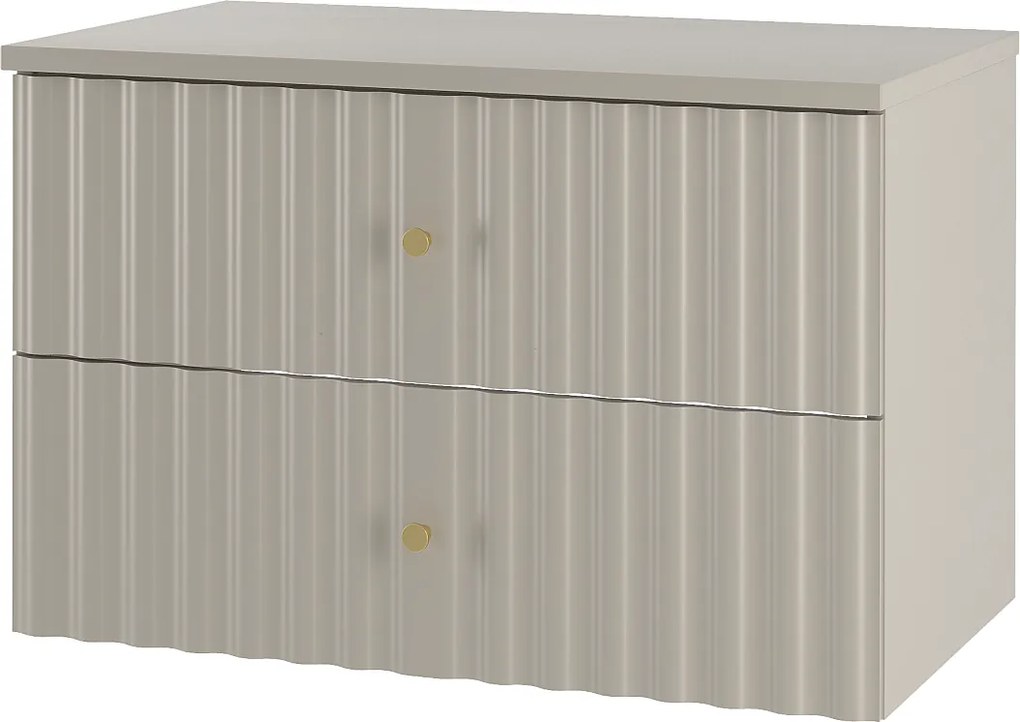 Kaszmirowy Zestaw Łazienkowy 80cm Szafka z Blatem Ryflowane Fronty  Aqua