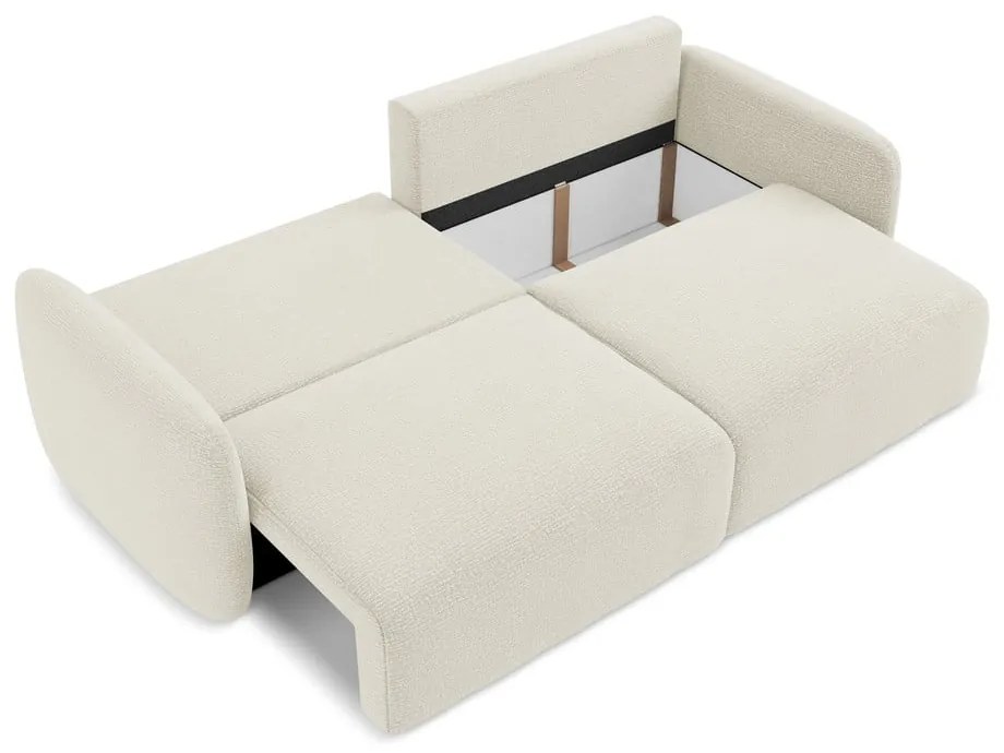 Kremowa rozkładana/ze schowkiem sofa 238 cm Kalena – Makamii