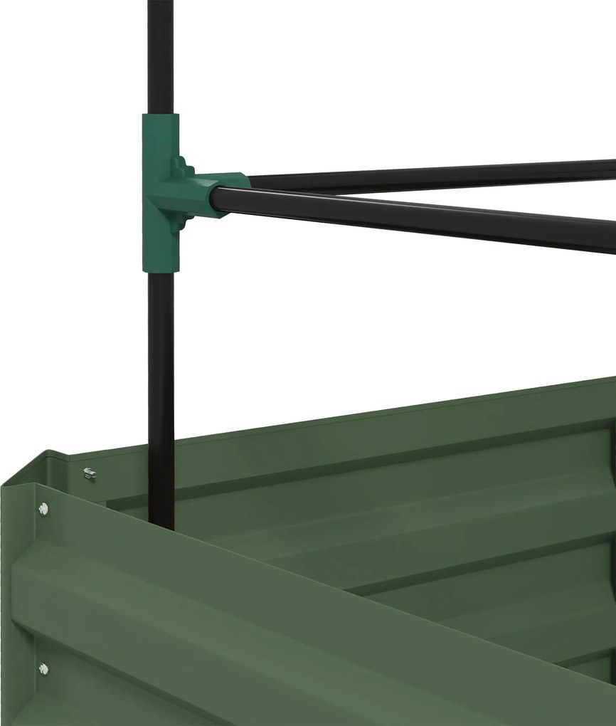 Outsunny Wysokie Łóżko Ogrodowe z Podporą do Pnączy Zielona 61x61x140cm | Aosom PL