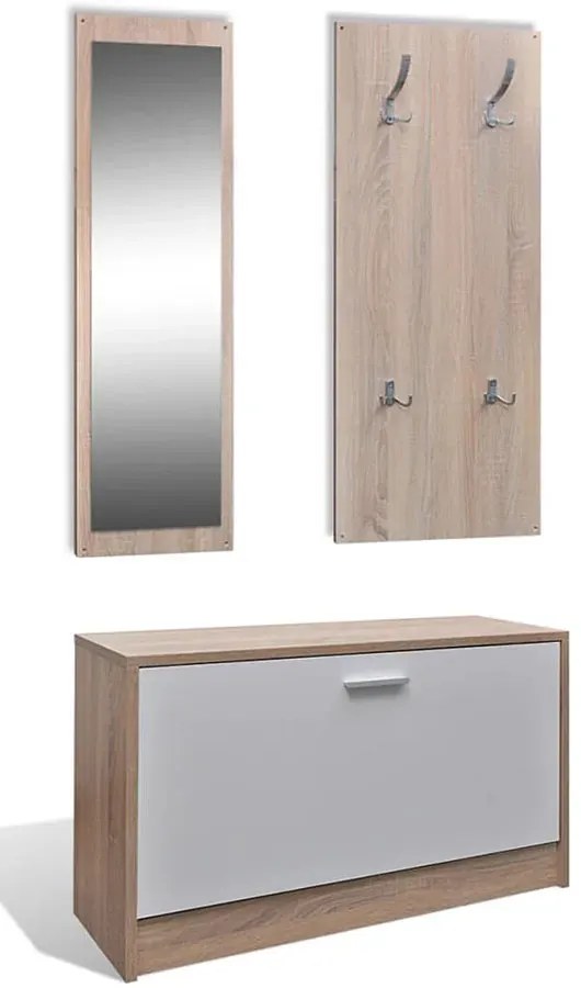 Komplet mebli do przedpokoju dąb sonoma + biały D8-D48