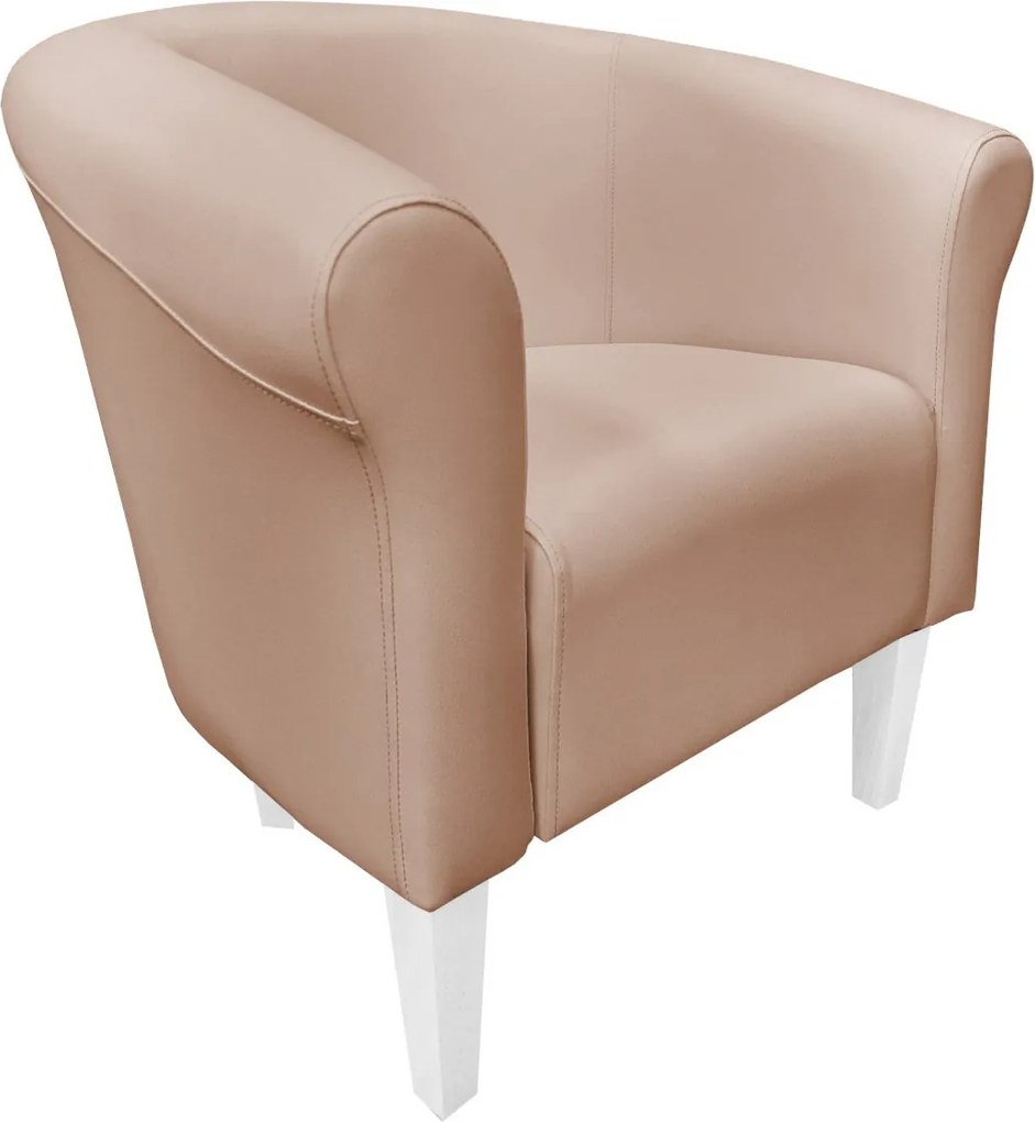 Fotel Milo tkanina Eko-skóra elegancki fotel do salonu i gabinetu : Kolor nogi - Biała, Kolor tkaniny - EKO-SKÓRA - 11D, Wysokość nogi - 20 cm
