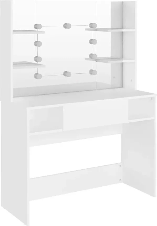Biała Toaletka Z Lustrem I Żarówkami Led H4-E33