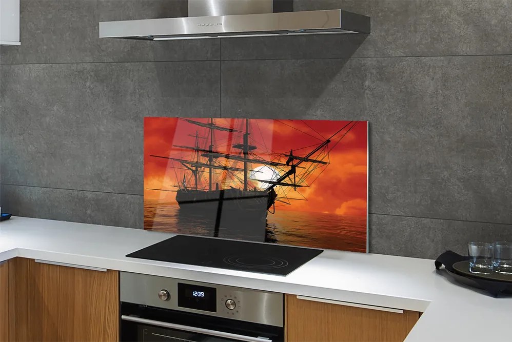 Szkło do Kuchni na Ścianę Słoneczny Rejs Statkiem