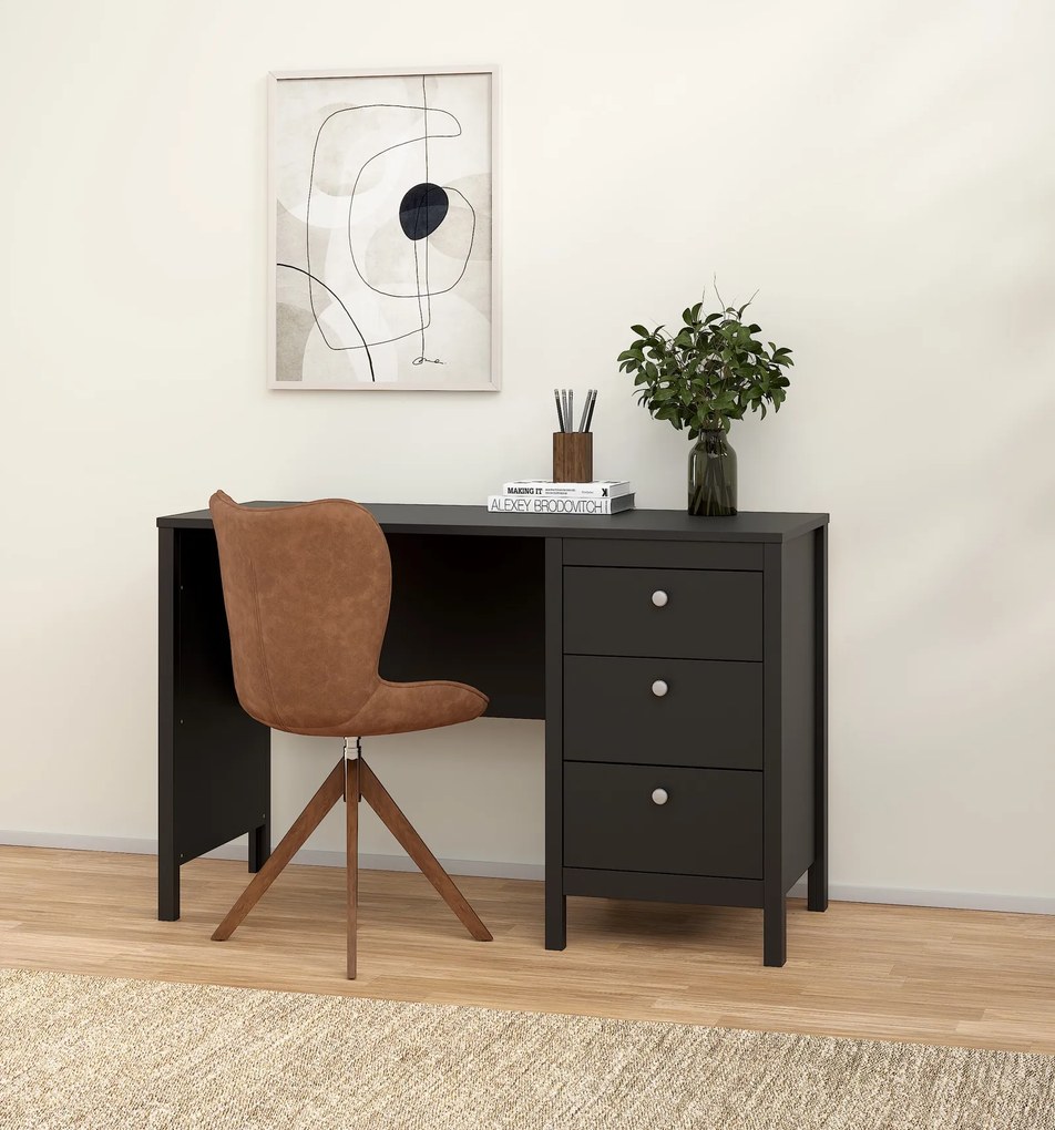 Czarne biurko komputerowe Madrid 3 szuflady