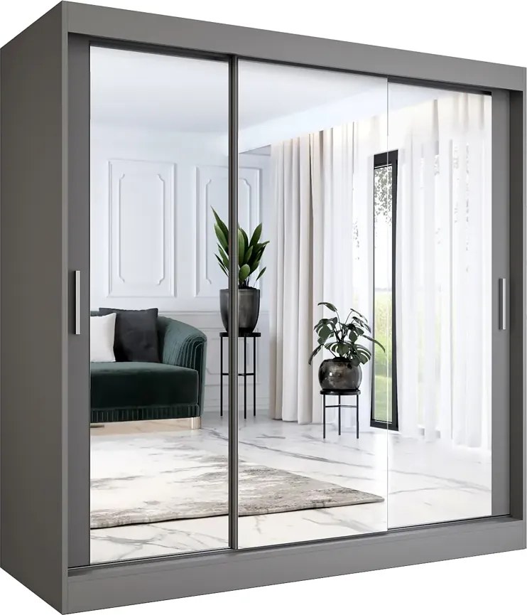 Szafa przesuwna z lustrem antracyt 200 cm N2-F21