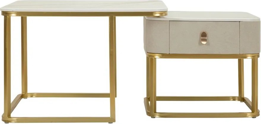 Stoliki w kremowo-złotym kolorze w dekorze marmuru zestaw 2 szt. 50x70 cm Beauty – Mauro Ferretti