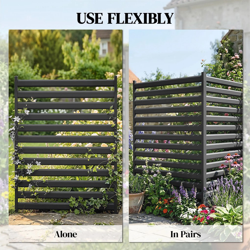 Outsunny Płot ogrodowy 2 panele 91 x 152 cm metalowy płot ochronny z słupkami i kapturkami, odporny na rdzę, czarny | Aosom PL