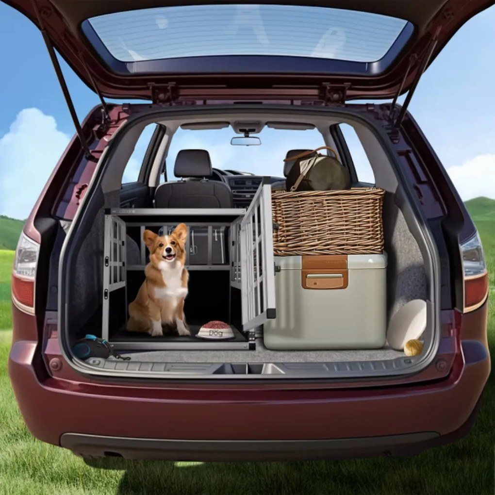 Cadoca Transporter dla psa BRUNO, 70x54x51cm, srebrna/czarna