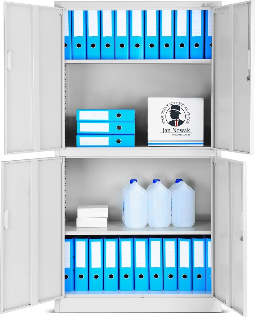 Szafa biurowa czterodrzwiowa Magda 90x40x185 cm szara