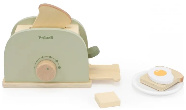 Viga polarb drewniany zestaw toster zielony + akcesoria