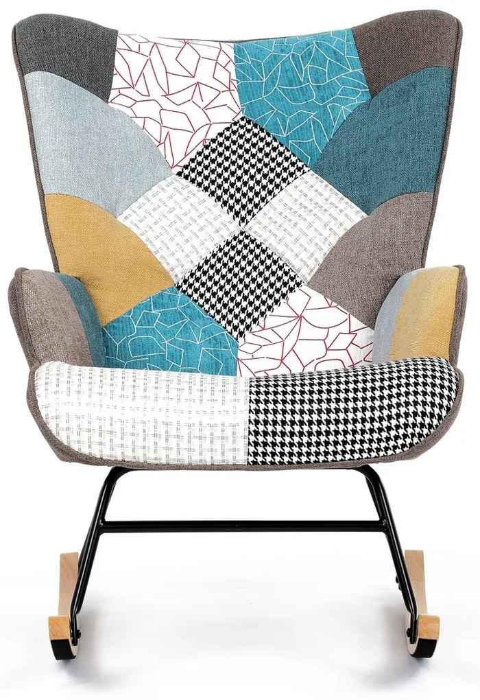 Fotel bujany PW2, patchwork