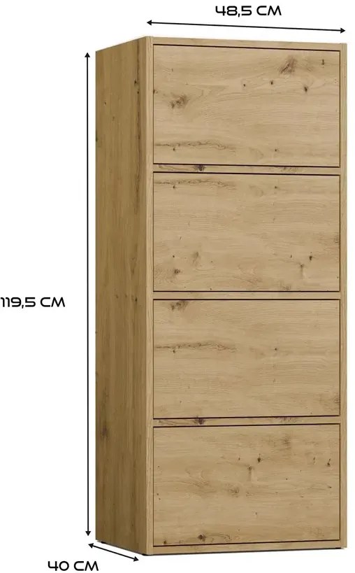 Regał zamykany z 4 półkami dąb artisan H7-K73