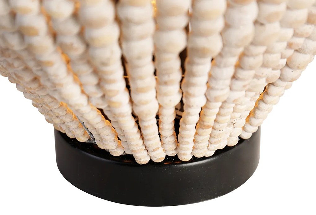 Orientalna lampa stołowa beżowa z koralikami - Moti