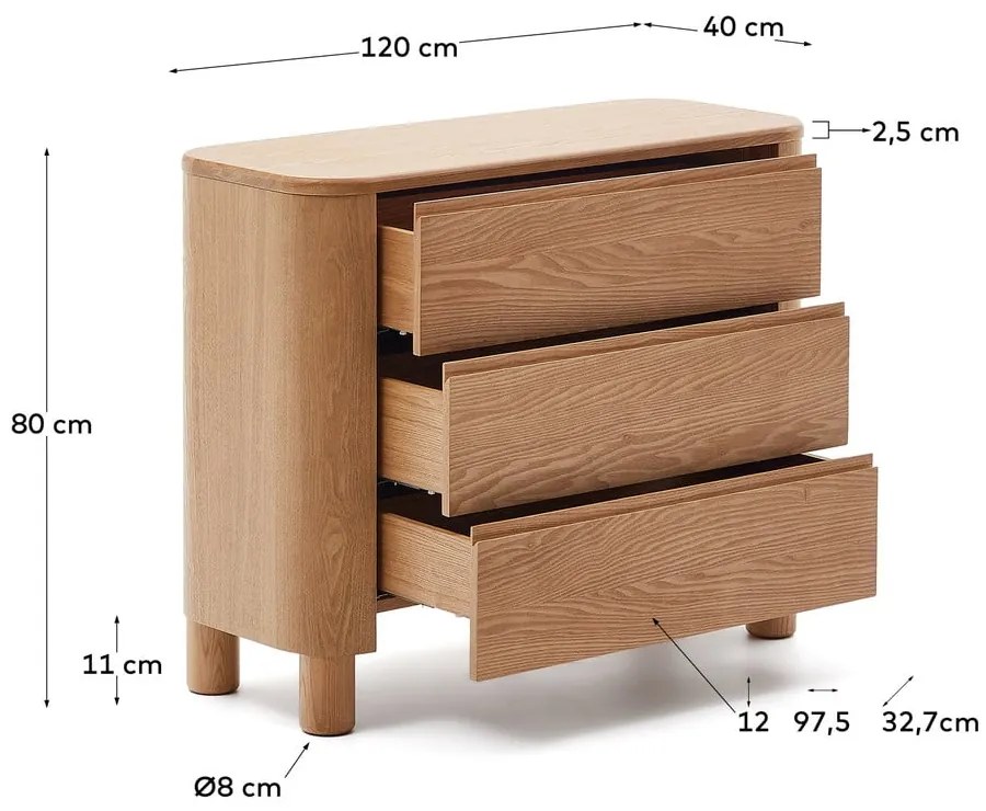 Komoda w dekorze jesionu w naturalnym kolorze 120x80x40 cm Salaya – Kave Home