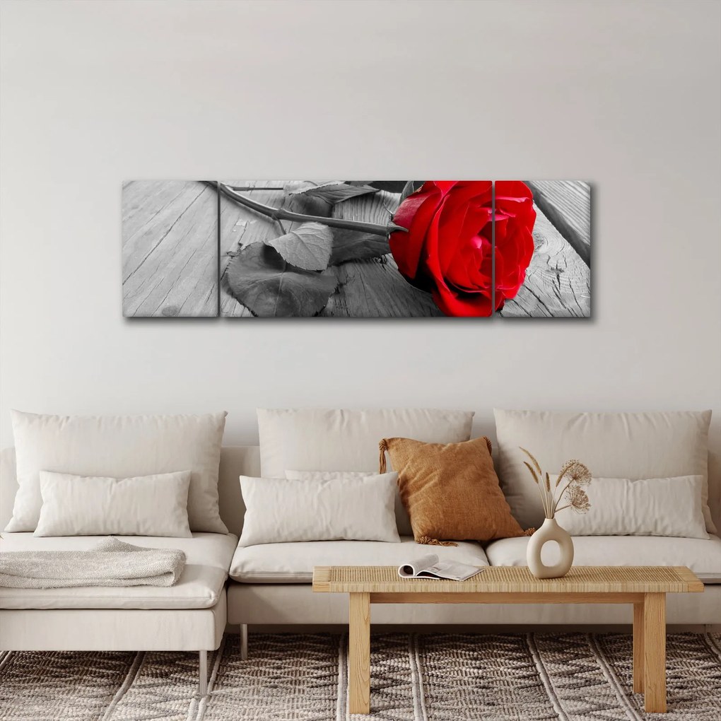 Obraz czerwonej róży (170x50 cm)
