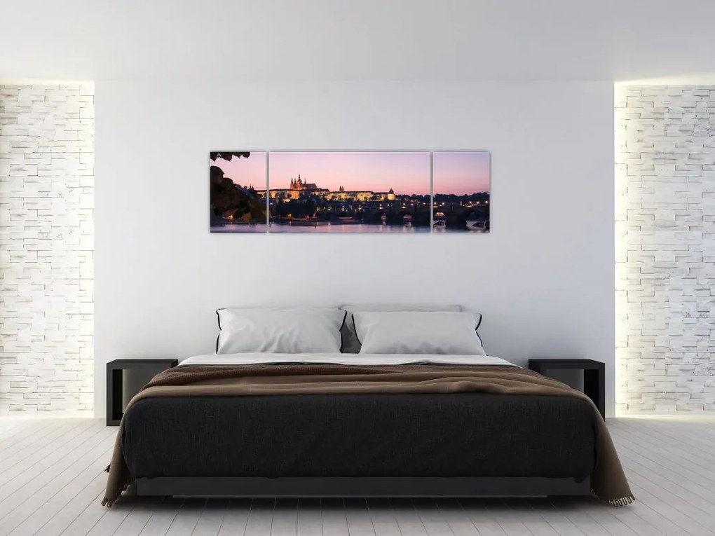 Obraz Zamku Praskiego i Wełtawy (170x50 cm)