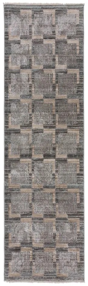 Szary/beżowy chodnik 66x300 cm Evelyn Blocks – Flair Rugs