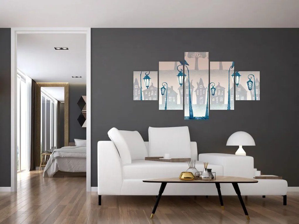 Obraz - Kruki strzegące miasta (125x70 cm)