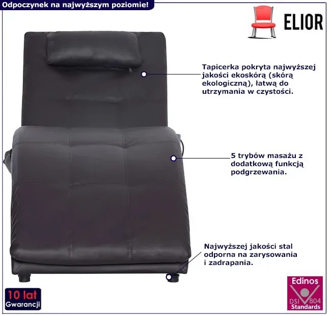 Masujący brązowy szezlong z ekoskóry Liponi