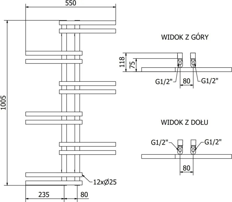Mexen Jari grzejnik elektryczny 1005 x 550 mm, 300 W, czarny - W115-1005-550-2300-70