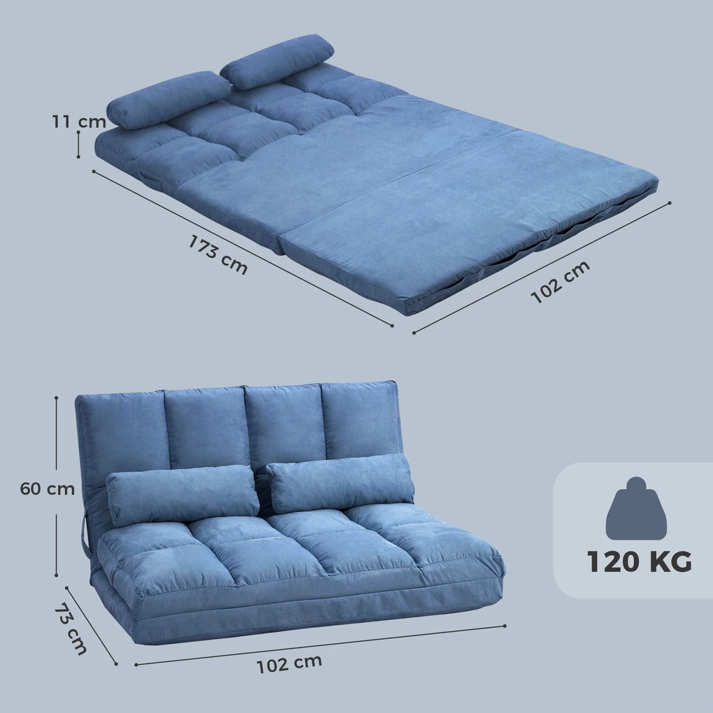 HOMCOM Wygodna Sofa Podłogowa Składana - Regulowane Oparcie, Niebieska, 102x73x60cm - Relaks w Salonie