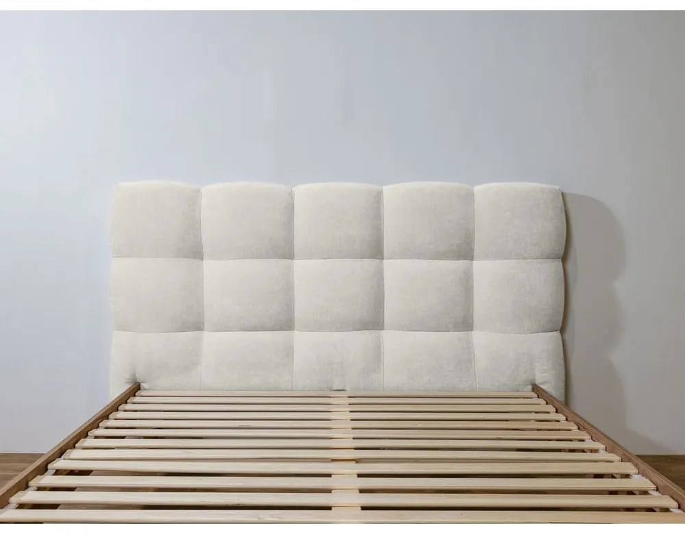 Jasnoszare tapicerowane łóżko dwuosobowe ze stelażem 160x200 cm Kumo – Bobochic Paris