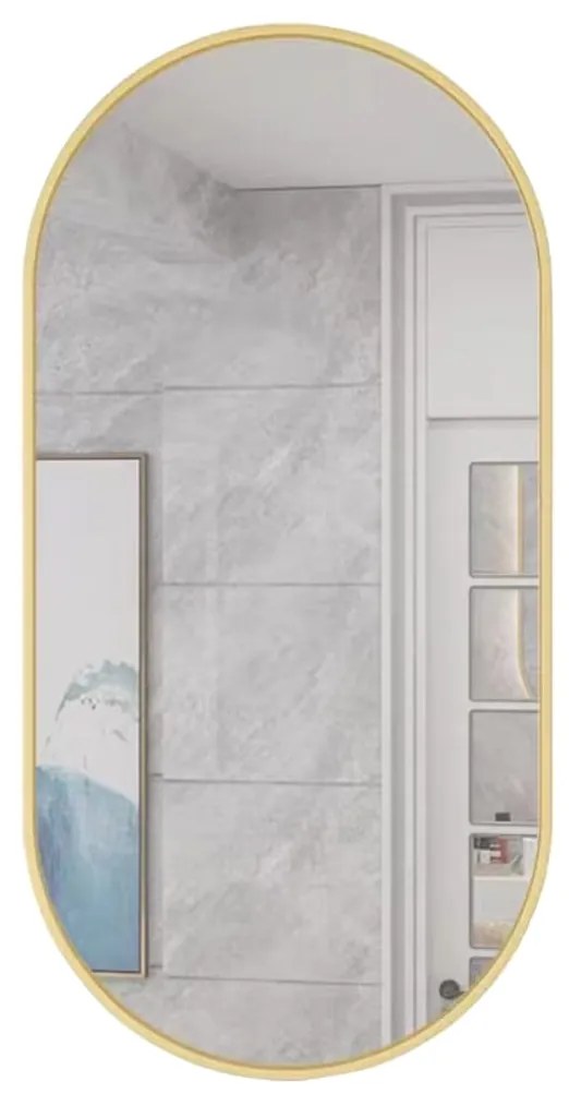 Lustro owalne 80x40cm złota rama złoto szczotkowane