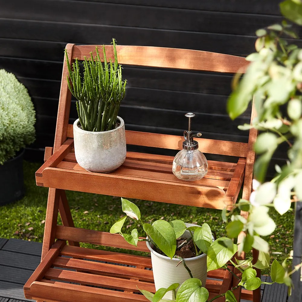 Drewniany stojak na kwiaty TULIP, 3 poziomy, 56x59x79cm, brązowy Casaria