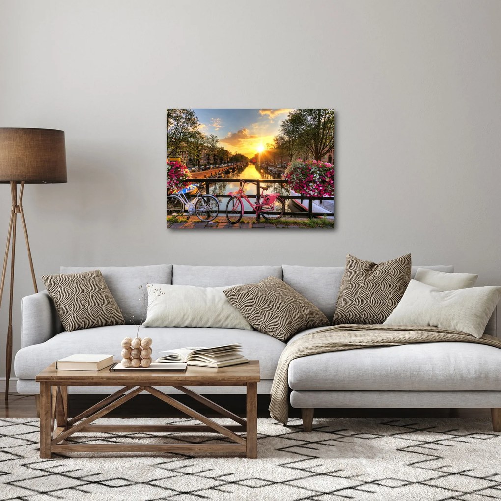 Obraz - Wschód słońca w Amsterdamie (70x50 cm)
