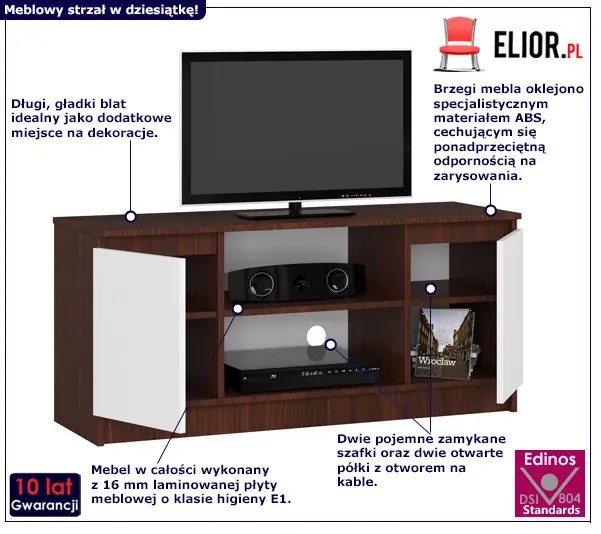 Szafka RTV do salonu wenge + biały - Galapi 3X 120 cm