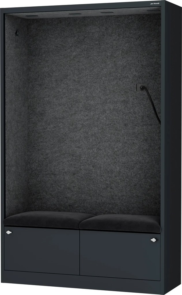 Kabina akustyczna biurowa z siedziskiem i portem USB-C korpus antracytowy / siedzisko ciemnoszare, 1150 mm: SALLY MentalBox