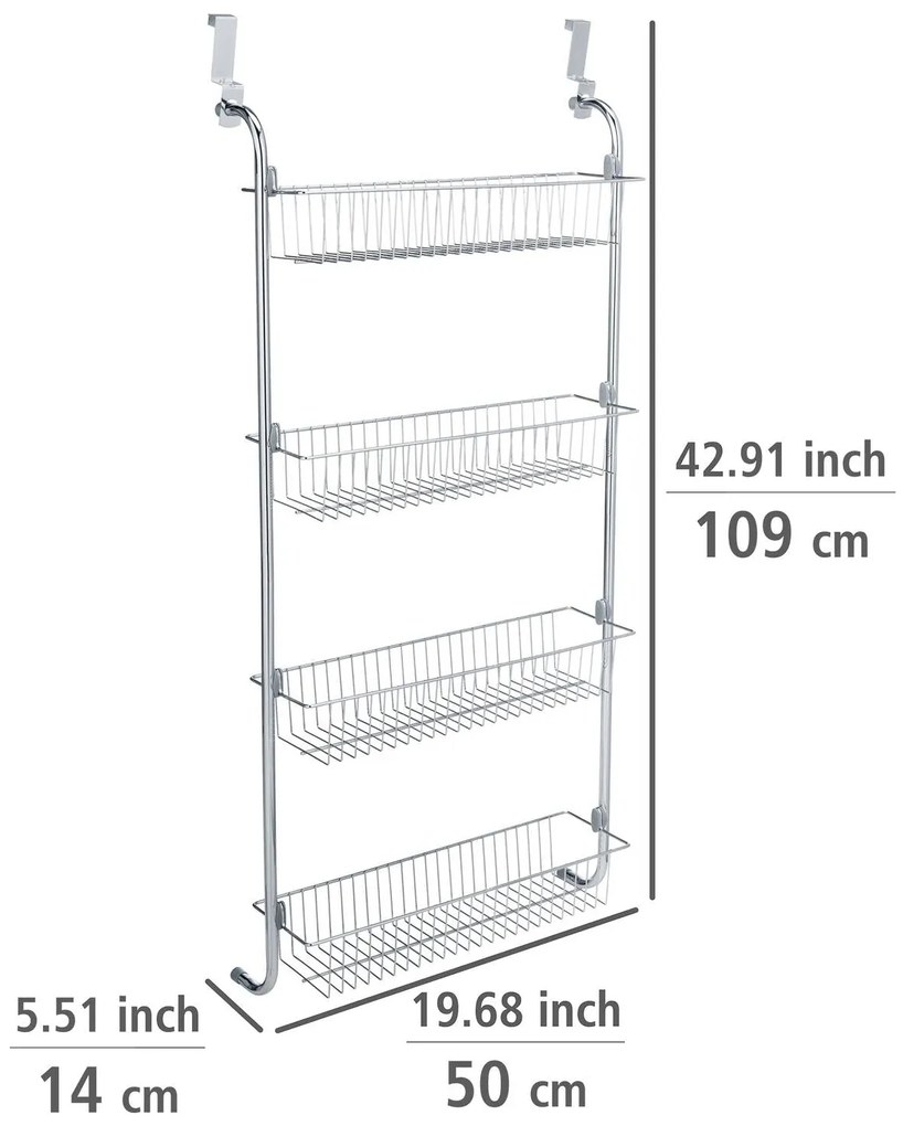 Półka z koszykami do montowania na drzwi, chromowana stal