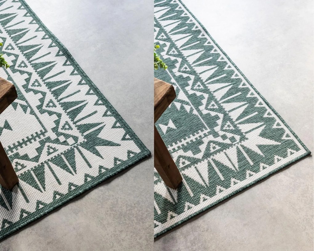 Dywan dwustronny zewnętrzny Gemini kremowo-zielony 200 cm x 290 cm