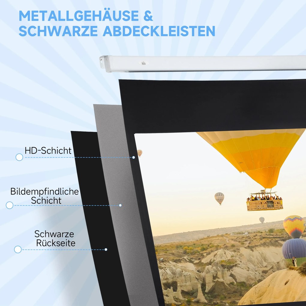 HOMCOM Ekran projekcyjny, 16:9, 84 cale, z pilotem, motorowy