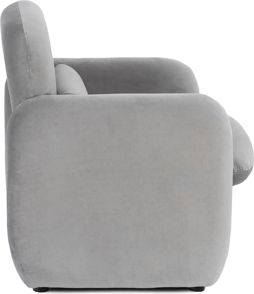 Szary welurowy fotel nowoczesny z podłokietnikami E2-D20