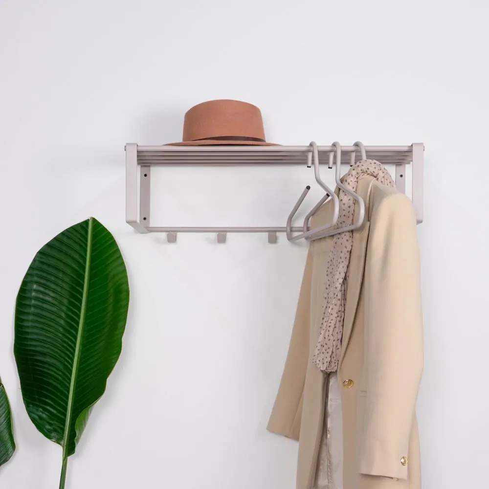 Szarobrązowy metalowy wieszak ścienny z półką 70 cm Rex – Spinder Design