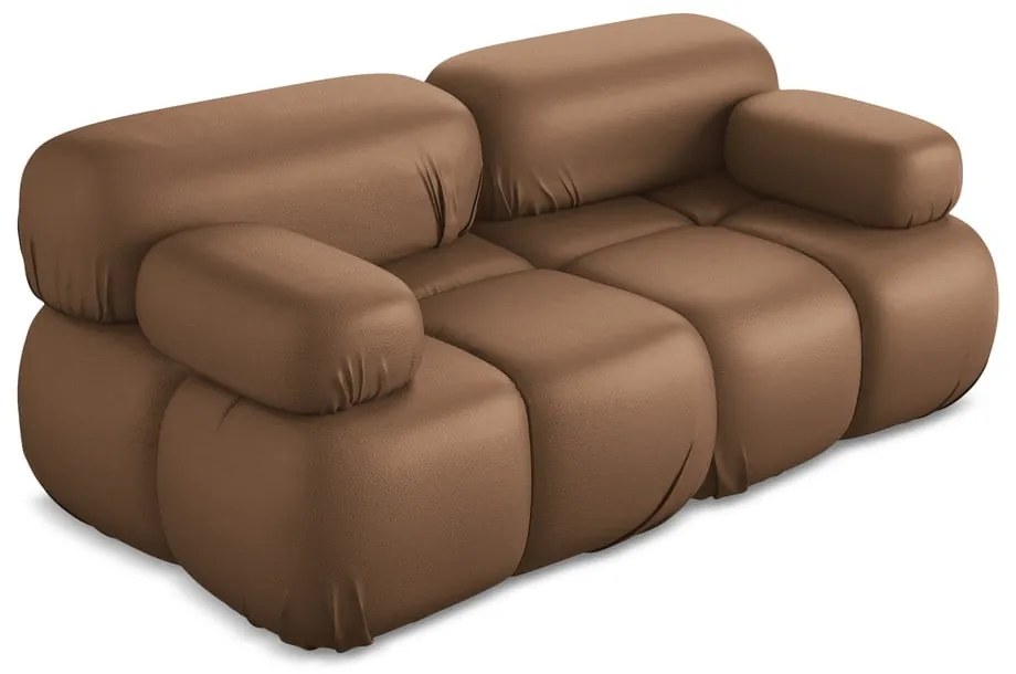 Brązowa sofa modułowa z imitacji skóry 190 cm Lokua – Makamii
