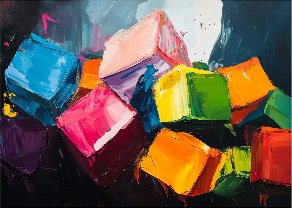 Obraz na szkle - Kolorowe kostki (70x50 cm)