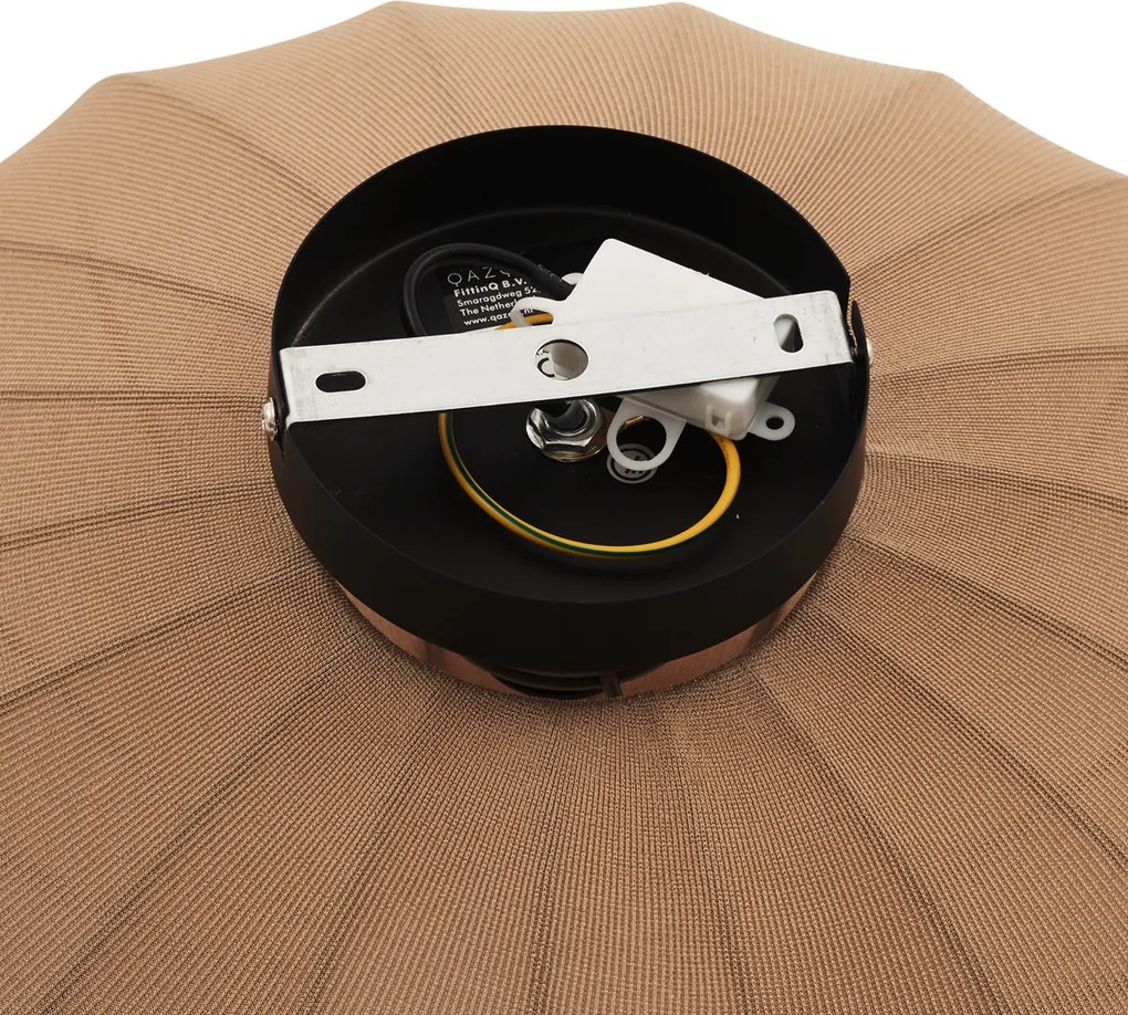 Lampa sufitowa w stylu japandi, brązowa, z abażurem z tkaniny - Bida