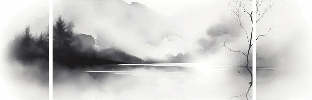 Obraz - Malowany tuszem krajobraz (170x50 cm)