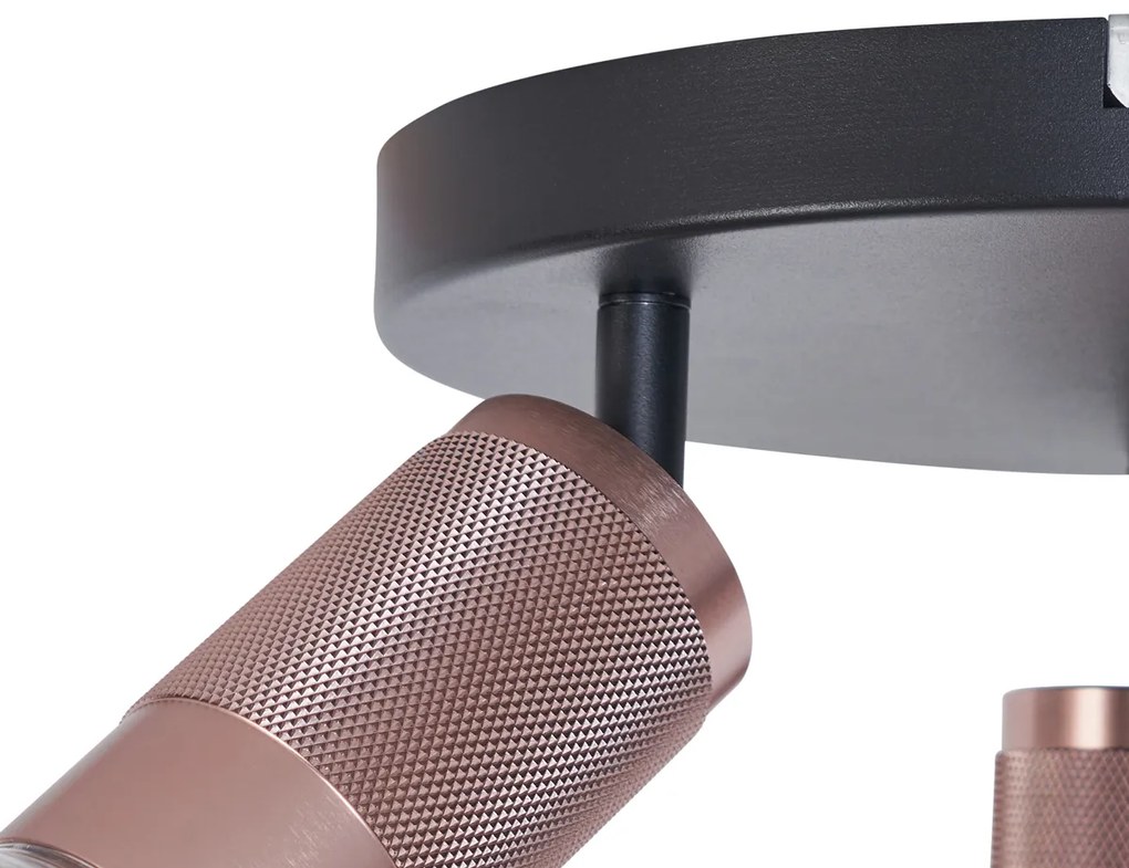 Okrągły reflektor sufitowy ciemny brąz okrągły 3-punktowy regulowany - Veerle