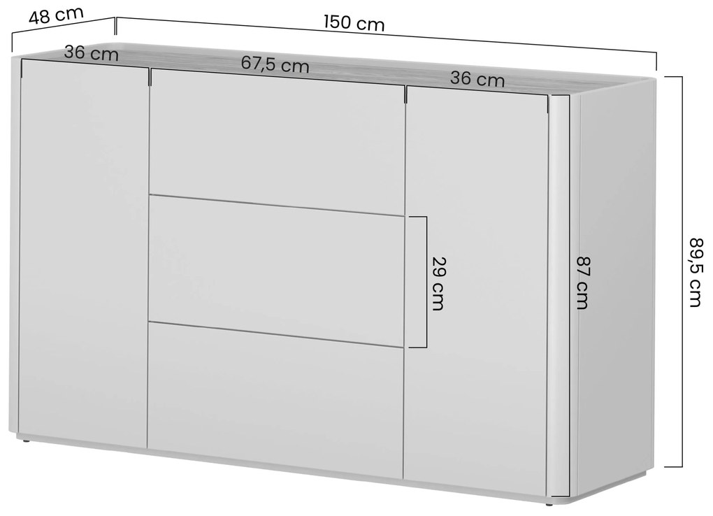 Komoda Elivo 150 cm z szufladami - kaszmir / dąb olejowany