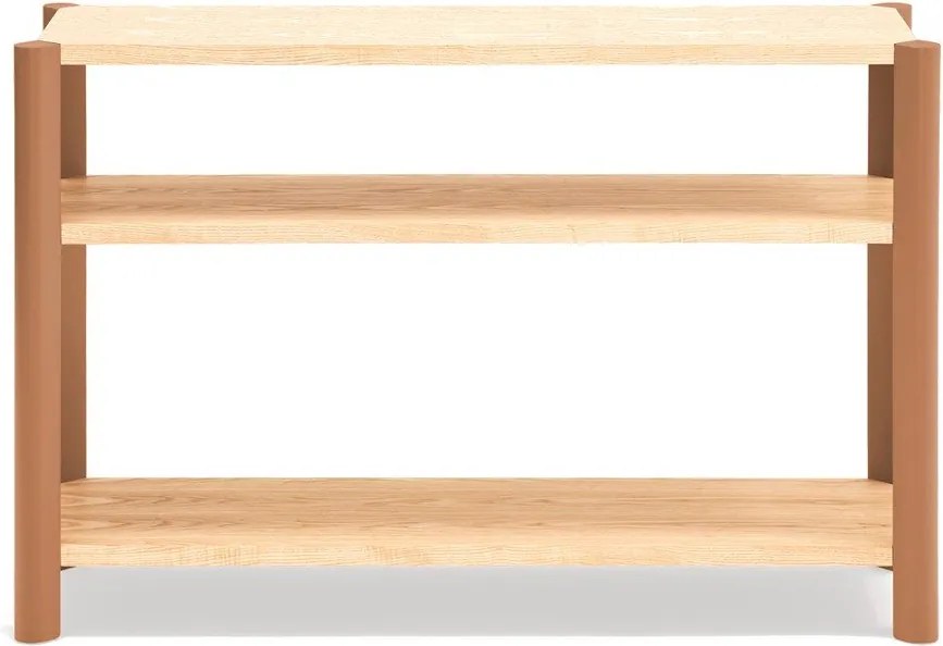 Ceglasty/w jasnym naturalnym kolorze regał w dekorze dębu 126x84x43 cm Bona – Teulat