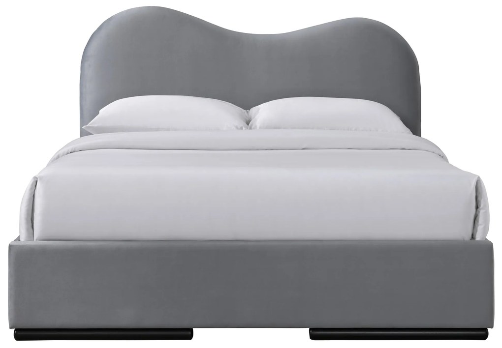 Łóżko tapicerowane 160x200 szary welur z szufladami AMBER 216/172/115 cm