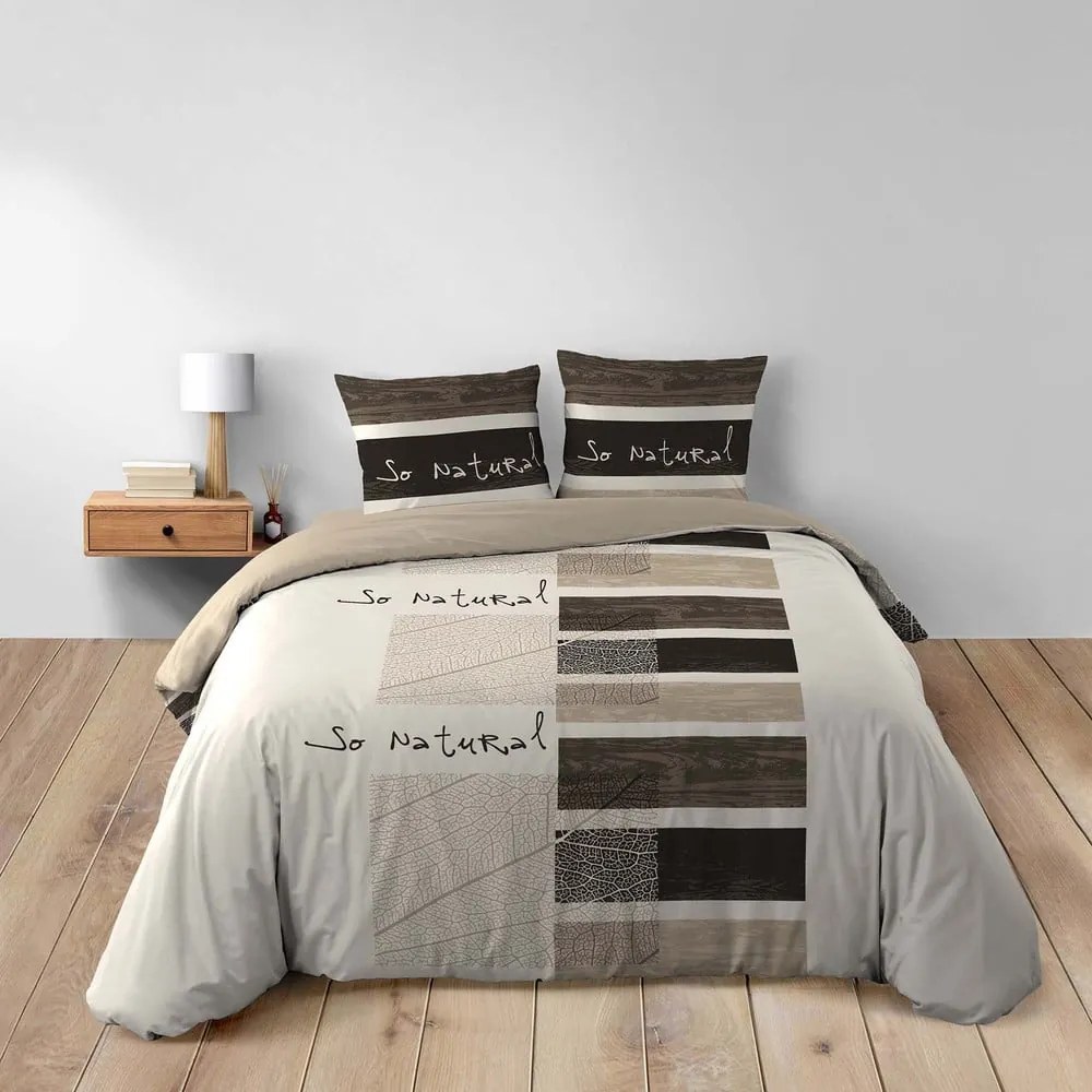 Brązowa bawełniana pościel dwuosobowa 200x200 cm So Natural – douceur d'intérieur