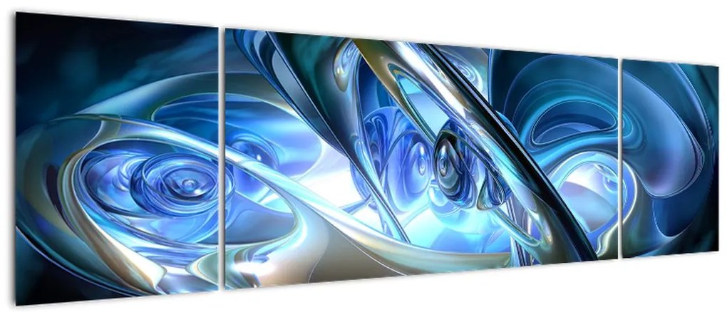Obraz niebieskich fraktali (170x50 cm)